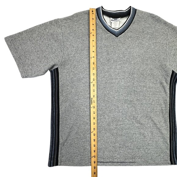 WD Sportswear Sweater Shirt Mens L Gray Short Sleeve V Neck Vintage 90s Y2K - Picture 8 of 9